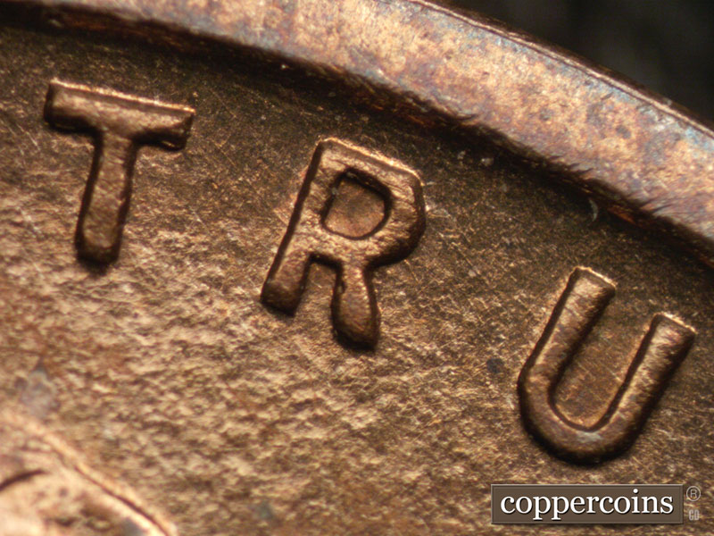 Die-stage A marker on 1909P•1DR•008P showing Very thin die scratches show in TRUST.