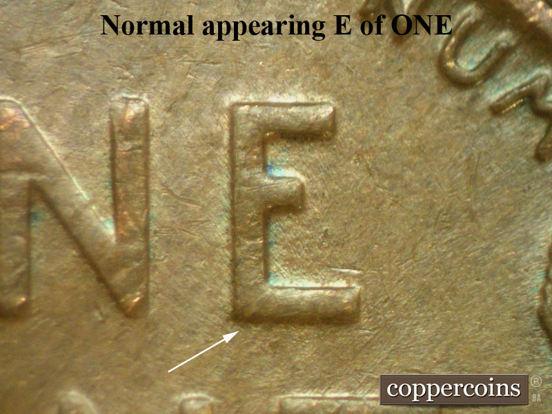 Die-stage A marker on 1911D•1MM•003 showing Photo shows how the E of ONE is normal.