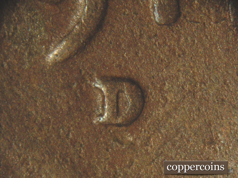 Die-stage C marker on 1911D•1MM•005 showing Attributes of this repunched mintmark show in this close-up photograph.