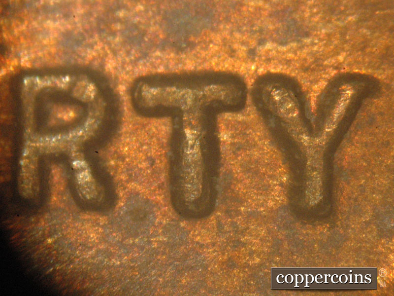 Die-stage C marker on 1917P•1DO•001 showing RTY in LIBERTY.