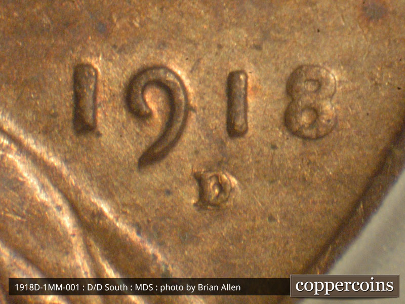 Die-stage B marker on 1918D•1MM•001 showing Date for reference.