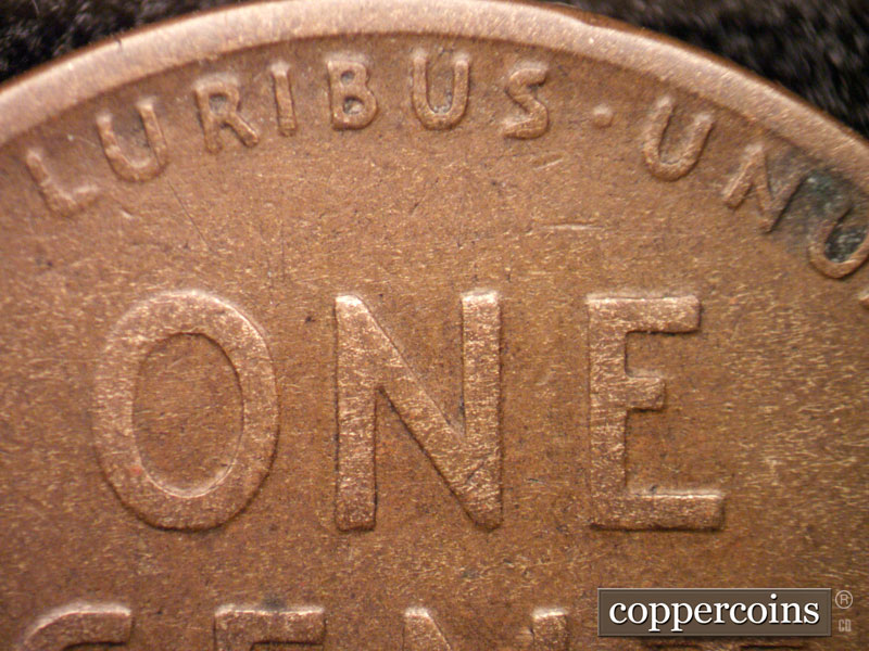 Die-stage B marker on 1919S•1DO•001 showing Top half of reverse for refernce.