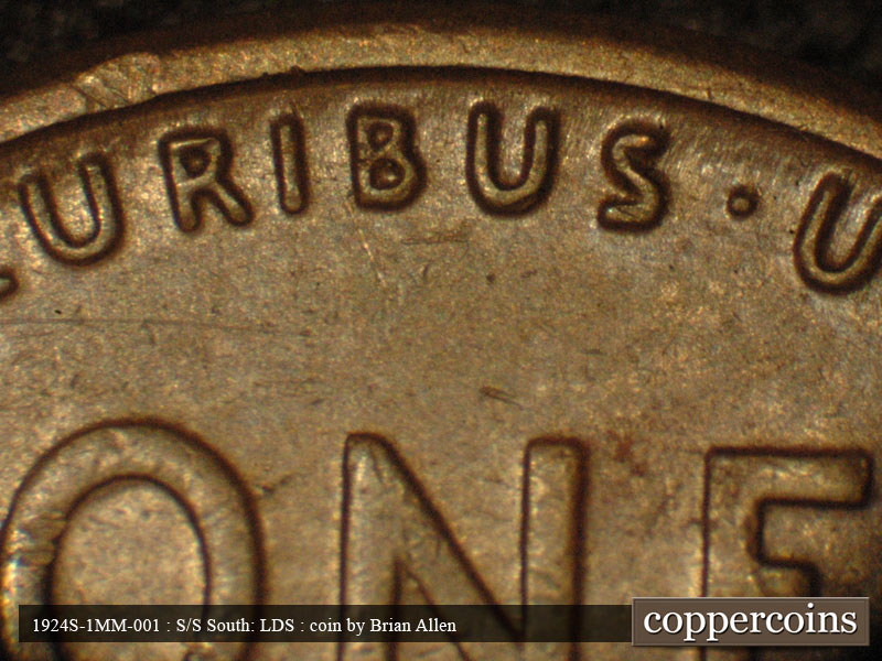 Die-stage C marker on 1924S•1MM•001 (1924 Repunched Mint Mark).