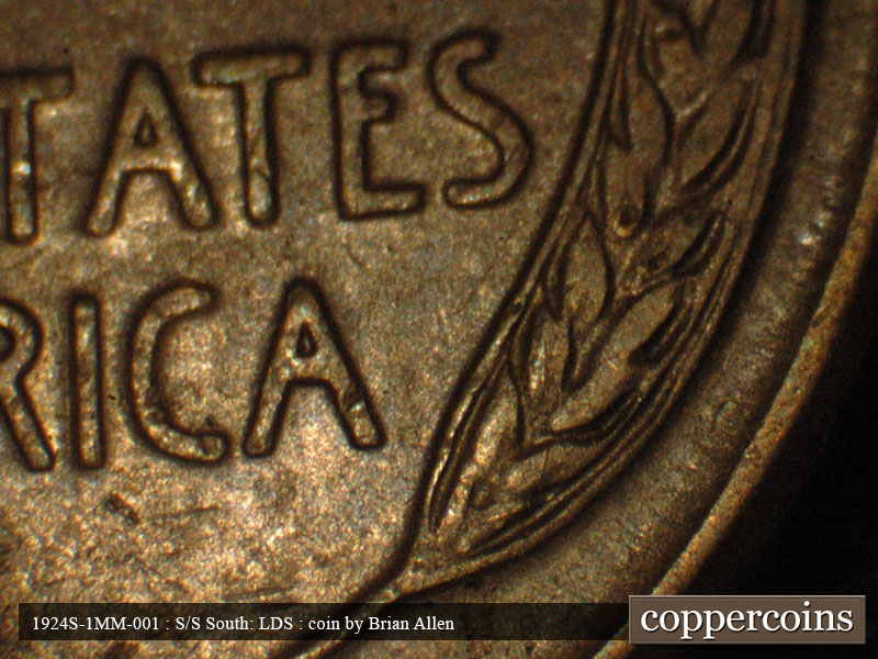 Die-stage C marker on 1924S•1MM•001 (1924 Repunched Mint Mark).