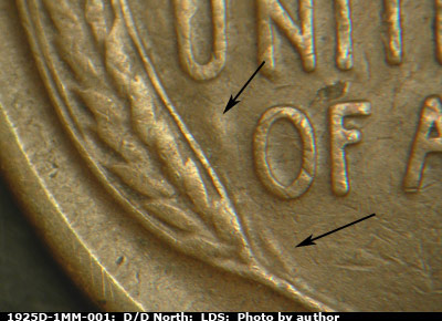 Die-stage C marker on 1925D•1MM•001 (1925 Repunched Mint Mark).
