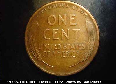 Die-stage A marker on 1925S•1DO•001 (1925 Doubled Die Obverse).