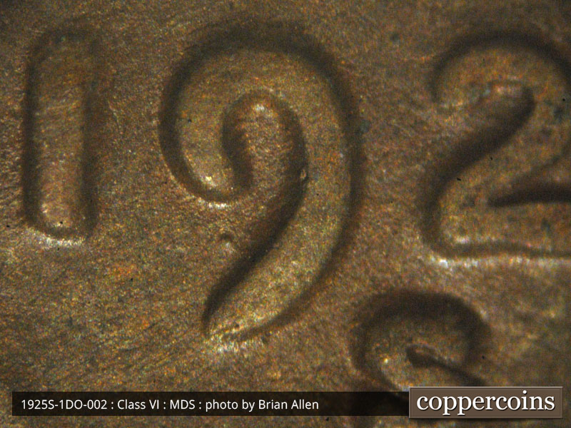 1925 Lincoln cent obverse, CopperCoins die 1925S•1DO•002.