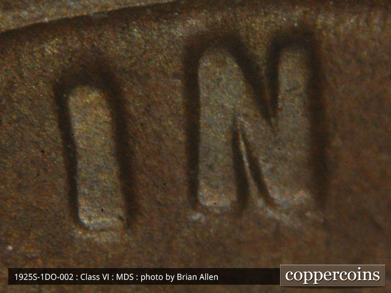 Die-stage B marker on 1925S•1DO•002 (1925 Doubled Die Obverse).