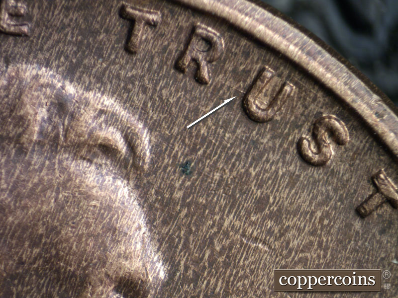 Die-stage B marker on 1925S•1MM•003 (1925 Repunched Mint Mark).