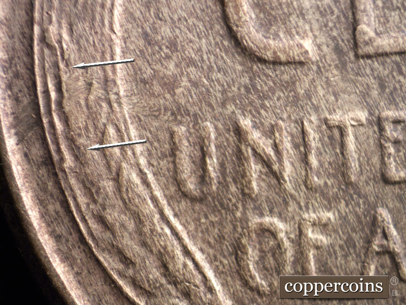 Die-stage B marker on 1925S•1MM•003 (1925 Repunched Mint Mark).