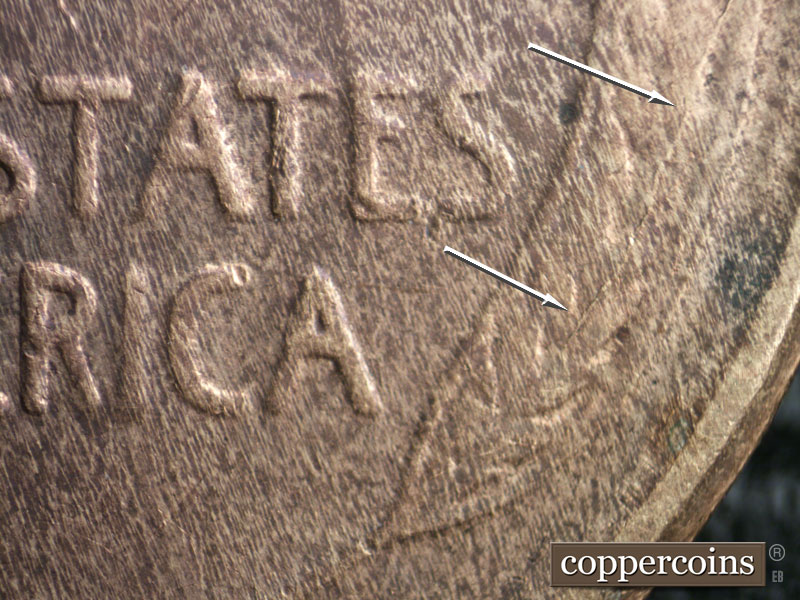 Die-stage B marker on 1925S•1MM•003 (1925 Repunched Mint Mark).