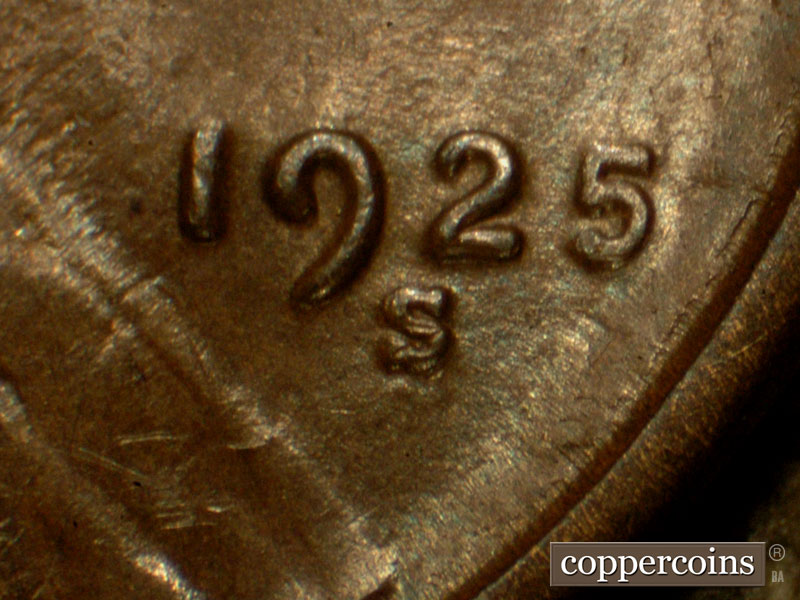 Die-stage C marker on 1925S•1MM•003 (1925 Repunched Mint Mark).