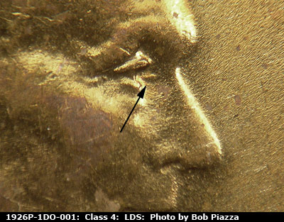 Die-stage C marker on 1926P•1DO•001 (1926 Doubled Die Obverse).