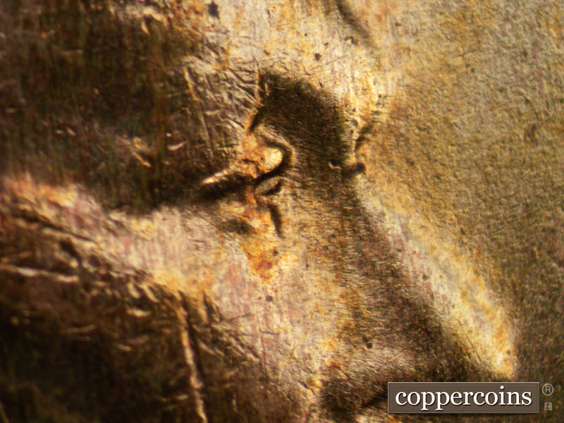 1927 Lincoln cent obverse, CopperCoins die 1927D•1DO•002.