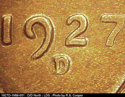 Die-stage C marker on 1927D•1MM•001 (1927 Repunched Mint Mark).