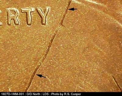 Die-stage C marker on 1927D•1MM•001 (1927 Repunched Mint Mark).