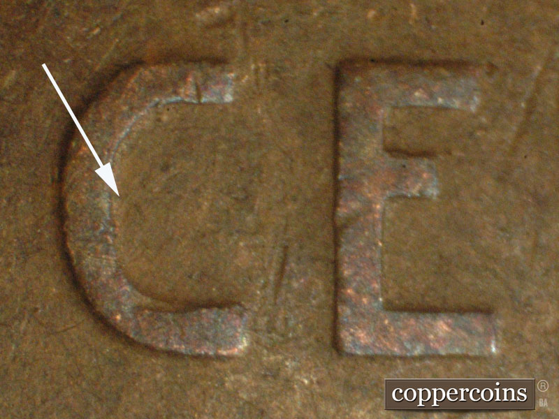 Die-stage C marker on 1927D•1MM•003 (1927 Repunched Mint Mark).