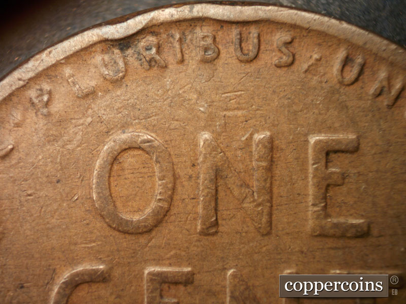 Die-stage B marker on 1928P•1DO•002 (1928 Doubled Die Obverse).