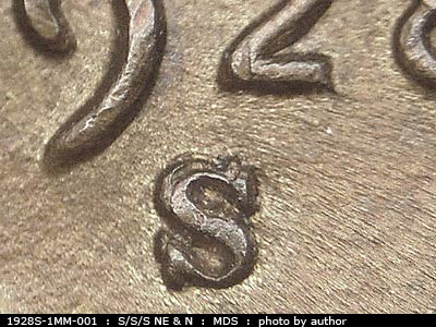 1928 Lincoln cent obverse, CopperCoins die 1928S•1MM•001.