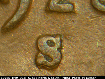 1928 Lincoln cent obverse, CopperCoins die 1928S•1MM•002.
