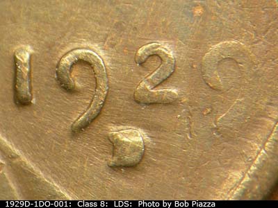 Die-stage C marker on 1929D•1DO•001 (1929 Doubled Die Obverse).