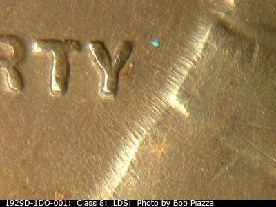 Die-stage C marker on 1929D•1DO•001 (1929 Doubled Die Obverse).