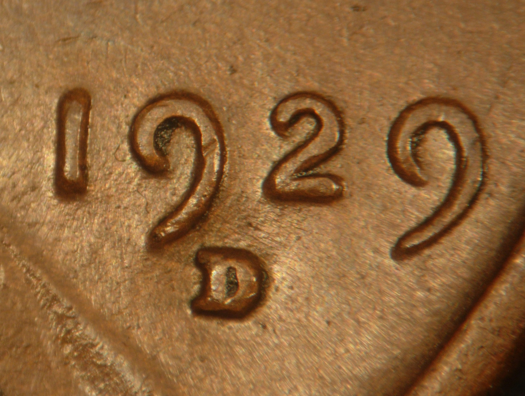 Die-stage B marker on 1929D•1DO•002 (1929 Doubled Die Obverse).