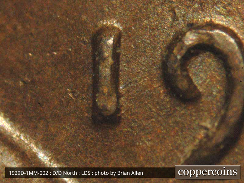 Die-stage C marker on 1929D•1MM•002 (1929 Repunched Mint Mark).