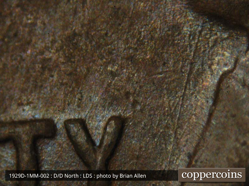 Die-stage C marker on 1929D•1MM•002 (1929 Repunched Mint Mark).
