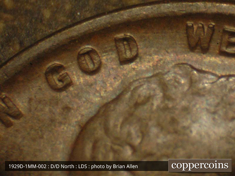 Die-stage C marker on 1929D•1MM•002 (1929 Repunched Mint Mark).