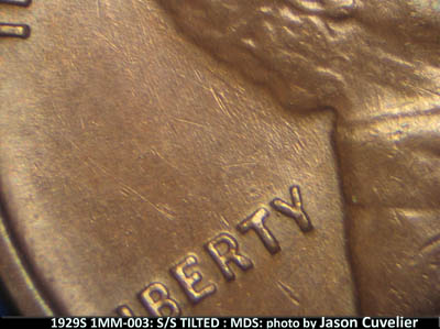 Die-stage B marker on 1929S•1MM•003 (1929 Repunched Mint Mark).