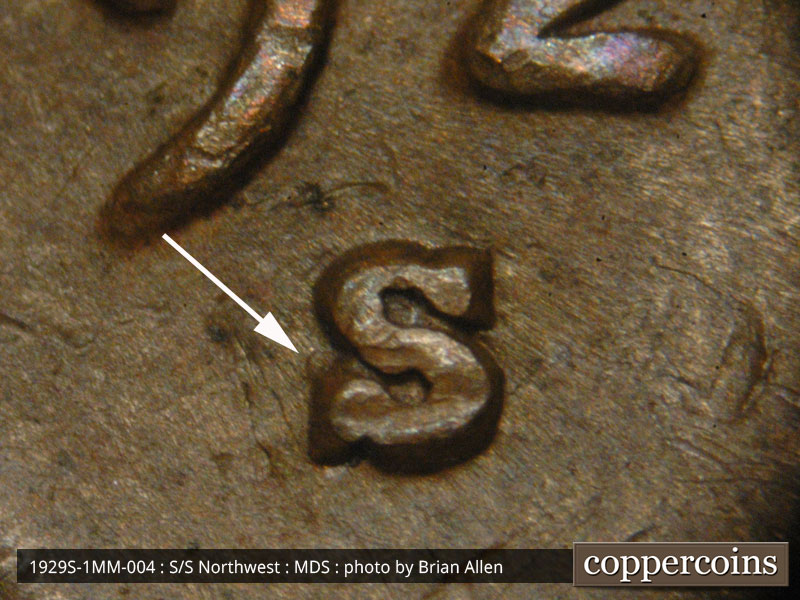 1929 Lincoln cent obverse, CopperCoins die 1929S•1MM•004.