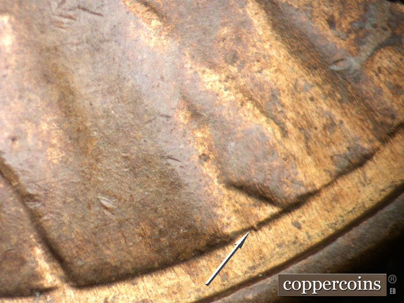 Die-stage B marker on 1929S•1MM•007 (1929 Repunched Mint Mark).