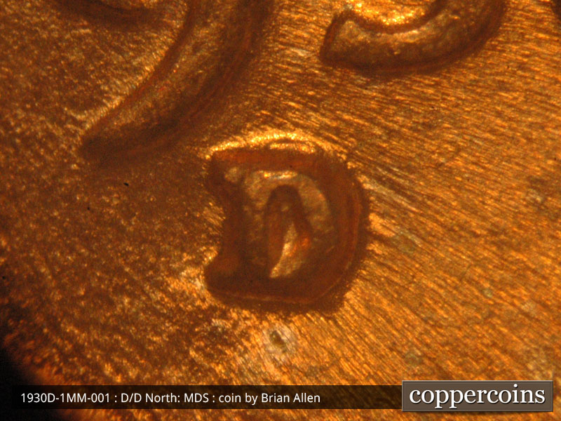 1930 Lincoln cent obverse, CopperCoins die 1930D•1MM•001.