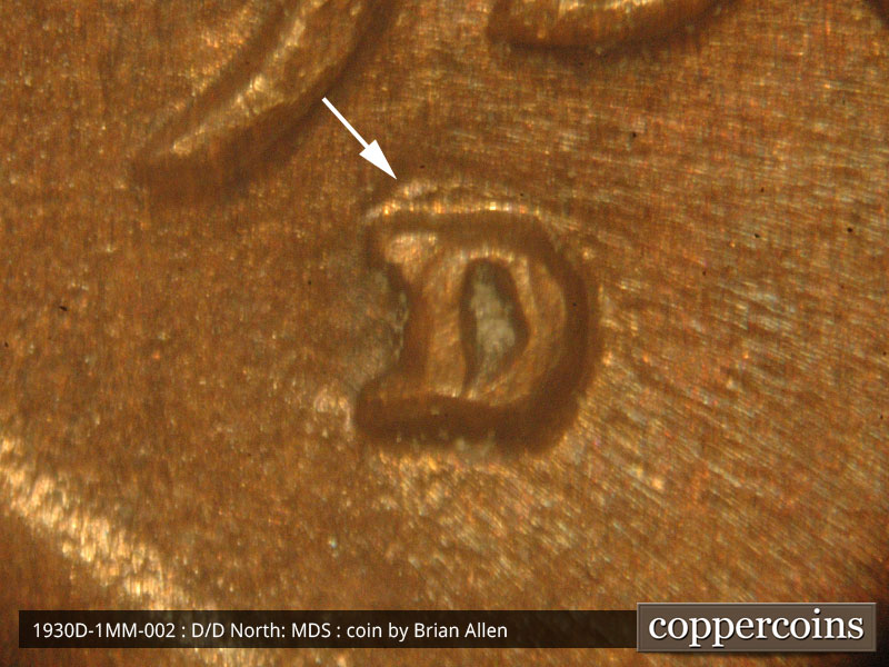 1930 Lincoln cent obverse, CopperCoins die 1930D•1MM•002.