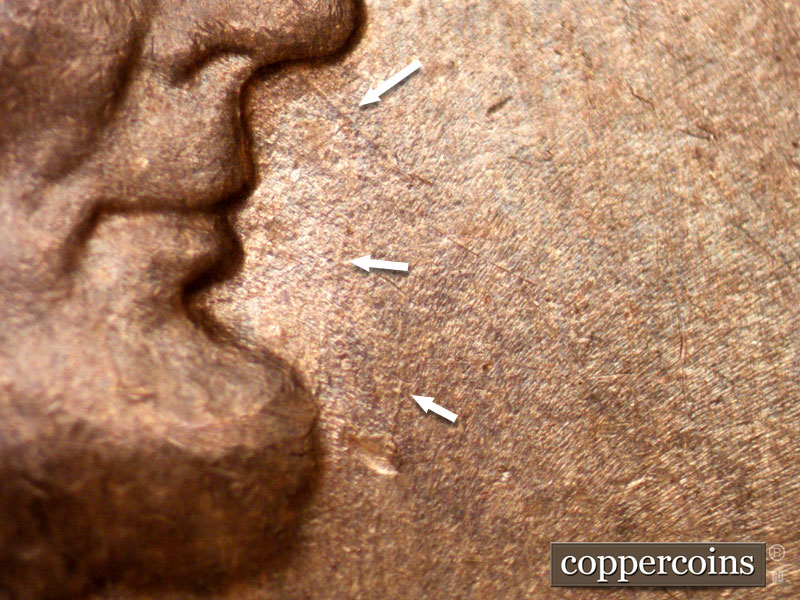 Die-stage B marker on 1930D•1MM•004 (1930 Repunched Mint Mark).