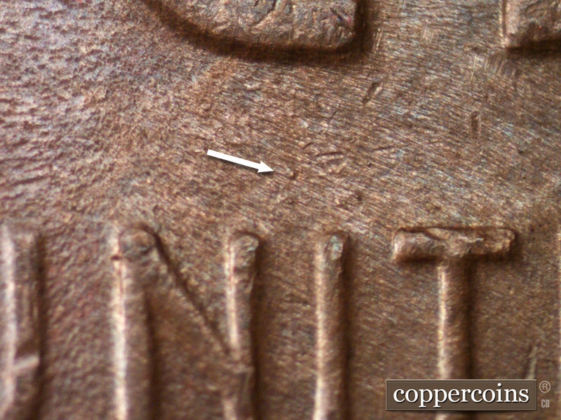 Die-stage B marker on 1930D•1MM•004 (1930 Repunched Mint Mark).