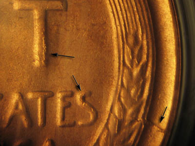 Die-stage C marker on 1930S•1DO•001 (1930 Doubled Die Obverse).
