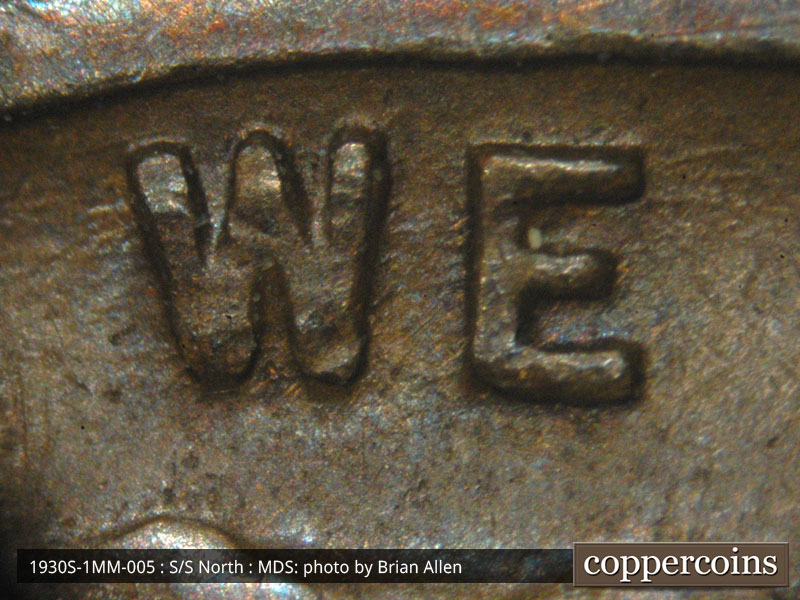 Die-stage B marker on 1930S•1MM•005 (1930 Repunched Mint Mark).