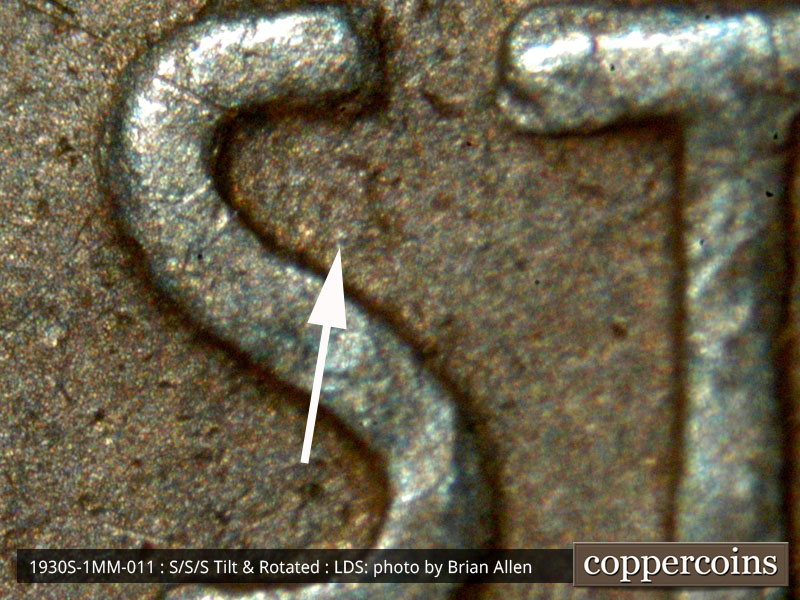 Die-stage C marker on 1930S•1MM•011 (1930 Repunched Mint Mark).
