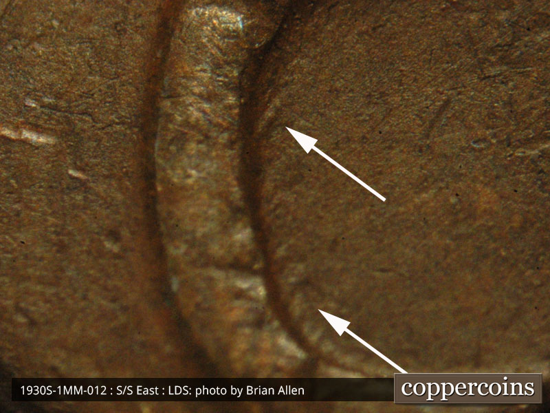 Die-stage C marker on 1930S•1MM•012 (1930 Repunched Mint Mark).