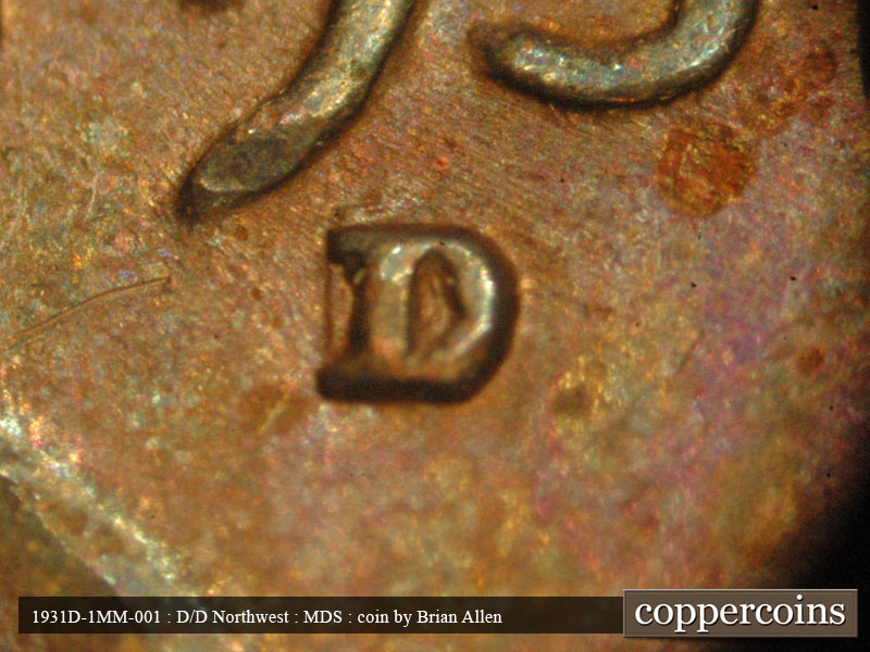 1931 Lincoln cent obverse, CopperCoins die 1931D•1MM•001.