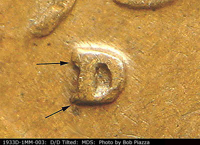 1933 Lincoln cent obverse, CopperCoins die 1933D•1MM•003.