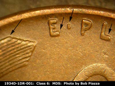 1934 Lincoln cent obverse, CopperCoins die 1934D•1DR•001.