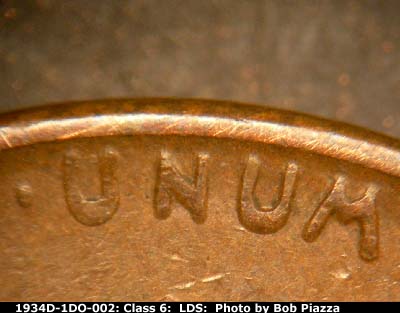Die-stage C marker on 1934D•1DR•002 (1934 Doubled Die Reverse).
