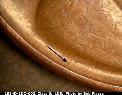 Die-stage C marker on 1934D•1DR•002 (1934 Doubled Die Reverse).