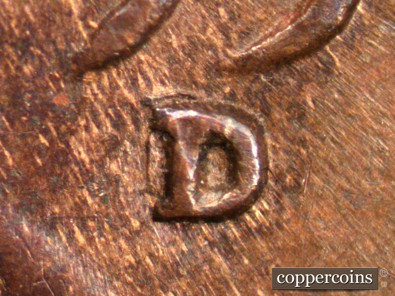 Die-stage A marker on 1934D•1MM•002 (1934 Repunched Mint Mark).