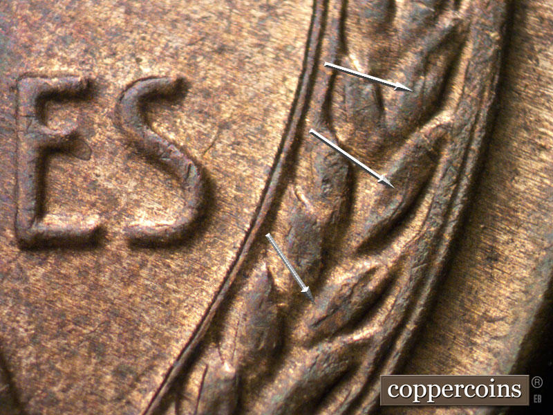 Die-stage B marker on 1934D•1MM•002 (1934 Repunched Mint Mark).