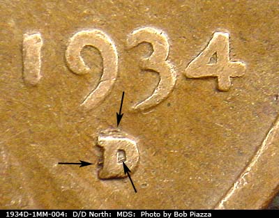 1934 Lincoln cent obverse, CopperCoins die 1934D•1MM•004.