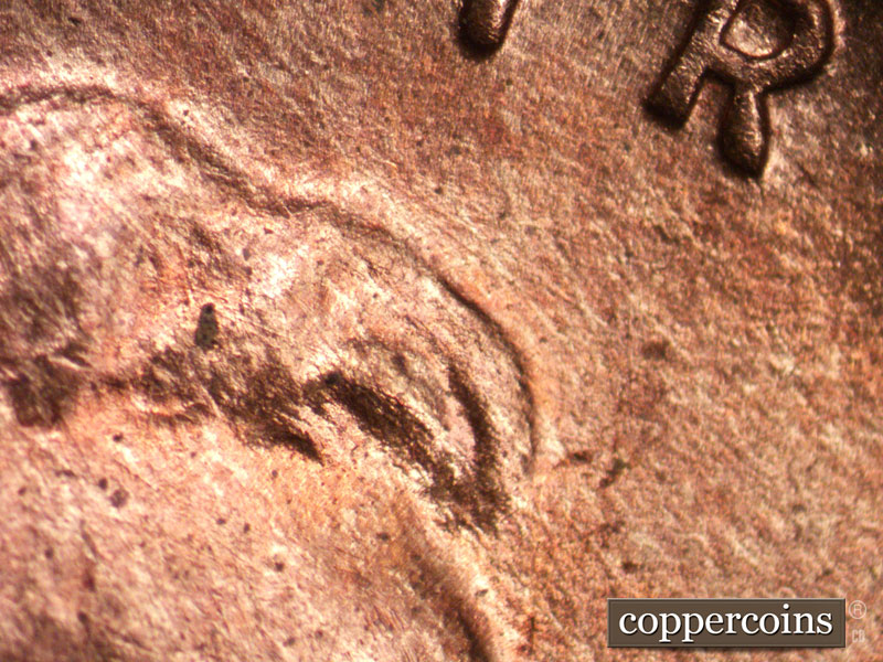 Die-stage A marker on 1934D•1MM•005 (1934 Repunched Mint Mark).